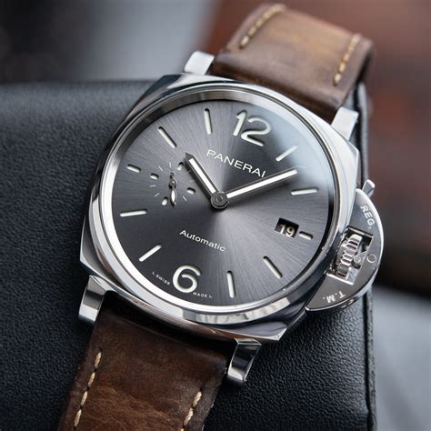 Panerai Luminor Due Gray Sunburst Dial Steel .